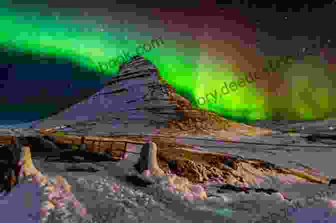 Icelandic Landscape In Winter, With Snow Covered Mountains, Glaciers, And The Northern Lights Iceland (from Spring To Winter)