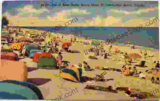 Postcard Of Fort Lauderdale Beach, Florida, Showing A Group Of People Sunbathing And Swimming In The Ocean. Fort Lauderdale In Vintage Postcards (Postcard History)